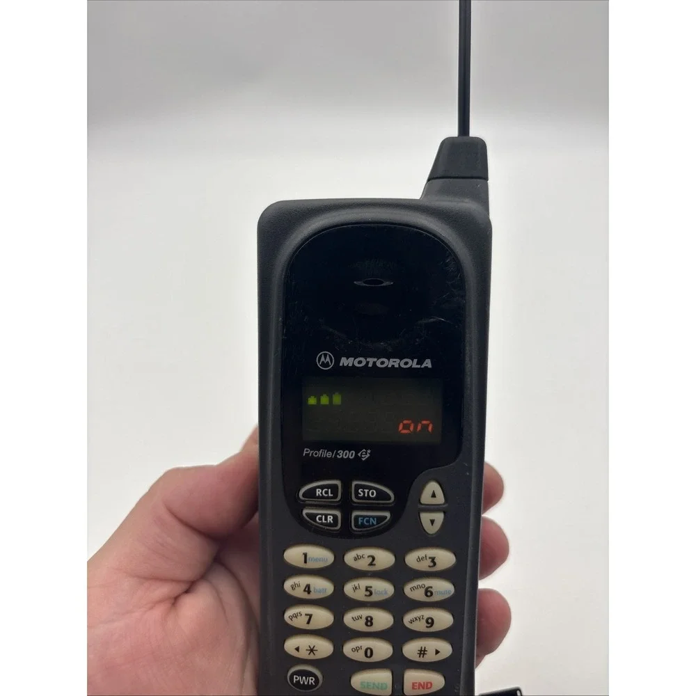 Vintage 90s Motorola Profile 300 Cell Phone Gray Bar Style Battery and Charger